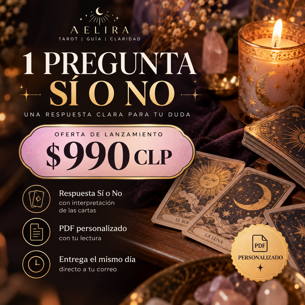 1 Pregunta Sí o No | Tarot Personalizado | Entrega el Mismo Día