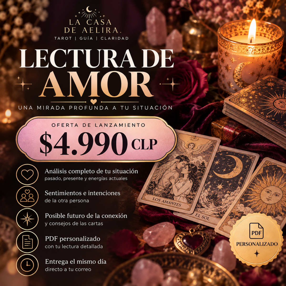 Lectura de Amor Personalizada | Tarot | Entrega el Mismo Día